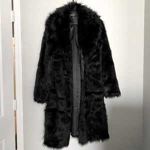 Men’s Fhillinuo Long Faux Fur Coat, Black, Large Size